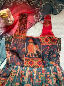 Conjunto de vestido de organza suave premium con estampado digital de motivos patola, falda amplia, ropa étnica, dupatta de organza suave con borde estampado, ropa de lujo. - Product Image 2