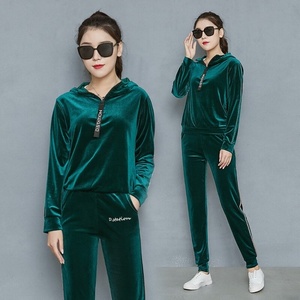 Now Trending Women's Half Zip Loose Casual Blank Hooded Track Suit Pullover Hoodie Survetement Velour Plain Velvet Sweat Suit - Product Image 6