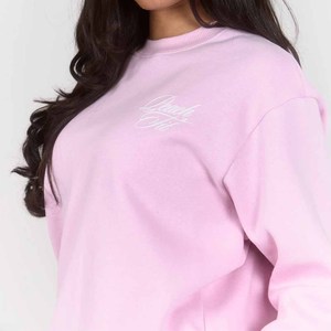Ensemble de survêtement décontracté 2 pièces pour femme en molleton respirant polyester/coton, coupe régulière, avec sweat-shirt et pantalon long, personnalisable, vente en gros - Product Image 3