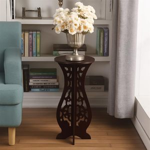 Mesas Auxiliares Redondas para Sala de Estar, Mesitas de Noche Estrechas, Mesa de Centro Tallada de Estilo Antiguo - Product Image 1