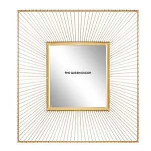 Decoración de Pared para Villa, Hotel, Sala de Estar, Espejo de Pared Moderno de Forma Cuadrada, Decoración de Mariposa, Espejo Dorado Metálico - Product Image 4