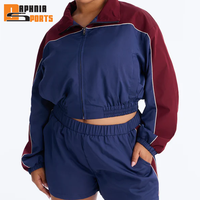 Ensemble de survêtement coupe-vent pour femme en nylon 100 % de haute qualité, léger et respirant, veste zippée et short, 2 pièces, tenue de sport d'été