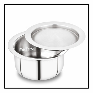 Maxfresh Batterie de cuisine moderne à 3 niveaux avec couvercle en acier Technologie éthique Acier inoxydable de qualité alimentaire Matériau triplement métallique Tope - Product Image 1