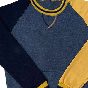 Sweat-shirt surdimensionné à col rond Alpha personnalisé, color-block – Pull en molleton doublé noir pour homme, style fraternité, vente en gros, hiver - Product Image 6