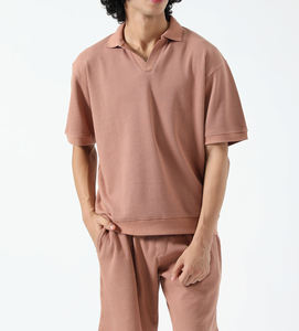 Polo à manches longues pour homme, color block, OEM/ODM, 100% coton, coupe ample, logo imprimé en relief 3D personnalisé. - Product Image 5