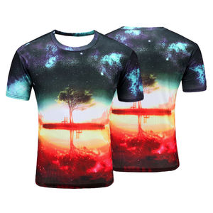 เสื้อยืดคอกลมผู้ชายแบบซับลิเมชั่น ผ้าฝ้าย 100% น้ำหนักเบา ลายกาแล็กซี่ แห้งเร็ว ระบายอากาศได้ดี เหมาะสำหรับเล่นกีฬา รับผลิตแบบ OEM ODM จากโรงงาน - Product Image 3