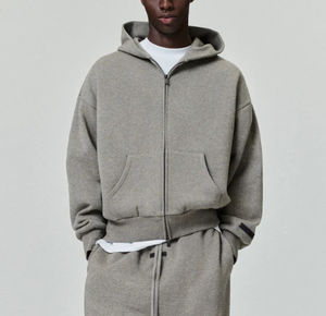 เสื้อฮู้ดซิปเต็มตัวแบบคลาสสิกสำหรับผู้ชาย สไตล์สตรีทแวร์สุดหรู ทรงบ็อกซี่แบบครอป - Product Image 3