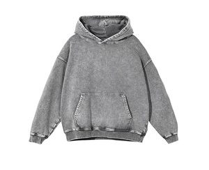 Sudadera con capucha unisex personalizada de algodón orgánico, estilo vintage, oversize, con efecto desgastado, lavado ácido, corte regular, con cremallera, anti-bolitas - Product Image 2