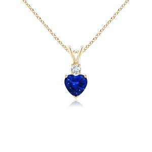 2026 New Arrival 14K 18K <b>Gold</b> Heart-Cut Natural 0.4Ct Blue Sapphire <b>Pendant</b> Link Chain Necklace With 0.04Ct Diamond Gift For Her - Product Image 1