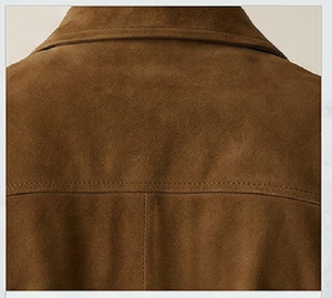 Genuine Leather <b>Suede</b> Winter Motorcycle Biker <b>Jacket</b> for Men Slim Fit Windproof with Polyester Lining - Product Image 4