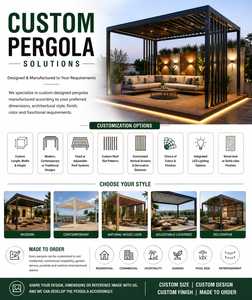 Pergola extérieure avec éclairage LED, toit à lattes en bois et structure métallique durable pour jardin, patio, cour, terrasse, piscine - Product Image 5