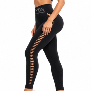 Leggings de yoga personnalisés pour femmes, taille haute, découpés, en tissu extensible, coupe confortable, bas de tenue de sport sur mesure pour femmes - Product Image 3