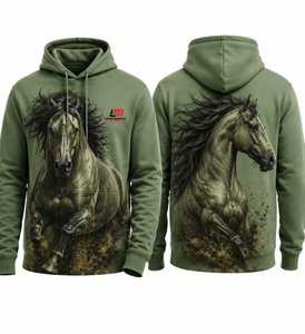 Sudadera con Capucha para Hombre Long Mission, Estampado de Caballo Verde, Sublimación, 100% Algodón, Ropa Casual de Invierno, Forro Polar, Transpirable - Product Image 2