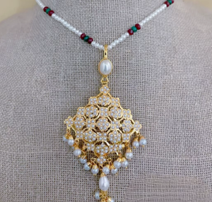 Designer Premium Quality Gold Plated Jadau <b>Necklace</b> <b>Set</b> With Earrings for <b>Wedding</b> And Festive Wear Collection For Women - Product Image 3