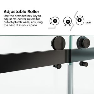 ประตูห้องอาบน้ำแบบเลื่อนคู่ไร้กรอบขนาด60*76 3/8 "(10มม.) ประเภทสินค้าพรีเมี่ยมทำจากสแตนเลสกระจกนิรภัยของ SGCC - Product Image 6