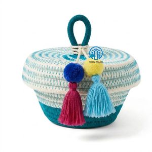 New Arrival Eco Friendly Cotton <b>Ramadan</b> Candy Basket Set With Tassel Decoration Eid 2027 <b>Gifts</b> Basket Wholesale Supply - Product Image 4