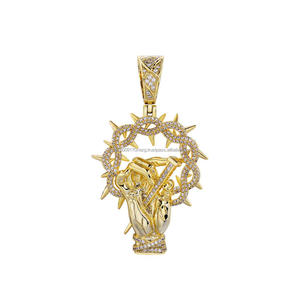 Custom Religious Pendant Necklace With VVS Moissanite Diamond and Gold Finish - Product Image 1
