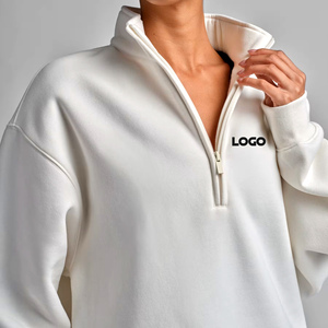 PERFECT INDUSTRY Sweat-shirt en molleton de coton noir pour femme, coupe oversize, col zippé, hiver, le plus vendu, design personnalisé - Product Image 3