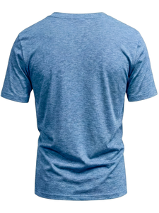 Men's V-Neck Short Sleeve Solid Cotton Casual T-Shirt Regular Fit Breathable Enzyme Wash Knitted Jersey Fabric 180g Eco-Friendly - Product Image 2