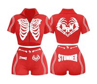 Ensemble 2 pièces décontracté pour femme, imprimé squelette noir et rose, avec haut sans manches et short longueur cheville, 100 % coton respirant et séchage rapide
