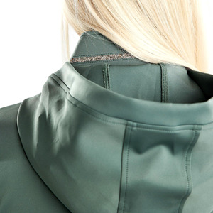 Chaqueta de equitación para mujer con capucha, corte ajustado, con cremallera, abrigo para jinete, elástica, transpirable, ropa deportiva para exteriores, verde - Product Image 5