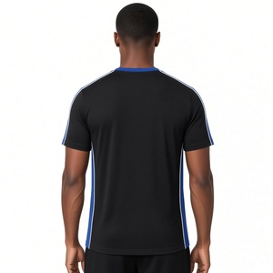 Camiseta de Manga Corta para Hombre, Color Azul Rey Oscuro, Cuello Redondo, con Bordado de Letras Griegas, Franja en Contraste, para Fraternidad Universitaria - Product Image 2