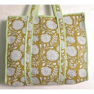 Sac fourre-tout matelassé en coton à imprimé floral, sac à main zippé, sac à bandoulière pour femme, fait main, style bohème indien - Product Image 4