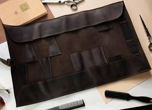 Professional Genuine Leather Barber Scissors <b>Pouch</b> Personalized Hair Salon Tools Bag Shear Holster For Stylist LBSP-0001 - Product Image 2