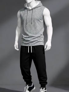 เสื้อกล้ามออกกำลังกายผู้ชายแบบไม่มีแขน ทรงฮู้ดดี้ สำหรับเล่นกีฬา เพาะกาย - Product Image 1