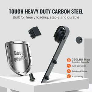 Kit Ferramenta per Porta Scorrevole a Binario da 2,4 m (8FT) per Carichi Pesanti, 150 kg (330 libbre), per Porte Doppie, Adatto a Binari da 9,4-10,7 cm (3,7-4,3 piedi) di Larghezza, Kit Binario da 3,3 cm (1,3 pollici) o 2,5 cm (1,3 pollici) - Product Image 3