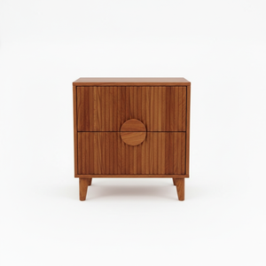 Table basse moderne et durable avec 2 tiroirs, en bois d'hévéa, MDF, placage de chêne, poignée en bois pour salle à manger - Product Image 1