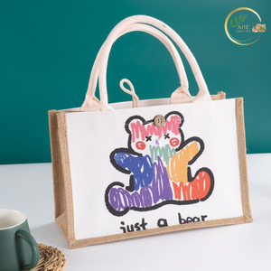 Multi Purpose Jute Logo <b>Bag</b> with Custom Print for Shopping and Packaging - Product Image 2