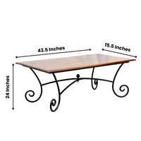 Table basse de luxe en bois d'acacia naturel avec décorations en fer forgé pour salon, maison, hôtel