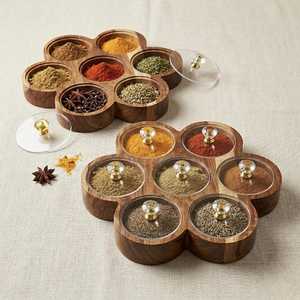 Handmade Polished Eco-Friendly Nautical Sandalwood Dishwasher Safe Dust/Scratch Resistant 4-Compartment American Style Spice <b>Box</b> - Product Image 4