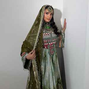 Nouveautés 2026 – Salwar Kameez Afghane Kuchi en Soie Georgette Brodé, Coupe Ajustée, Manches Longues, pour Femme, Tenue de Soirée Maxi - Product Image 4