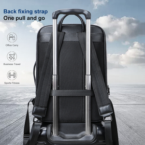 Genuine Leather <b>Backpack</b> <b>Convertible</b> Minimalist Zipper Closure Anti-Theft Computer Interlayer for Business Male 20-35Litre - Product Image 5