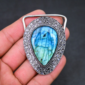 Venta al por mayor de gemas de labradorita azul brillante en forma de cabujón para joyería femenina. - Product Image 3