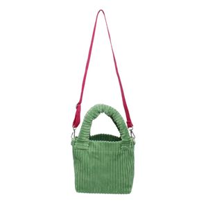 Bolso Tote Pequeño de Pana Verde con Correa Rosa, Bolso de Hombro de Moda para Mujer, Bolso de Viaje Casual, Accesorio Elegante para Uso Diario - Product Image 1