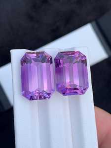 พลอยอเมทิสต์ธรรมชาติทรงเหลี่ยมมรกตสีม่วง สำหรับทำเครื่องประดับ แหวน จี้ หินประจำเดือนเกิดกุมภาพันธ์ - Product Image 1