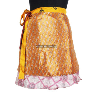Indian Double Layer Multi Colored Art Silk Wrap <b>Mini</b> Skirt Daily Wear <b>Mini</b> Skirt For Women Summer Wear Women's Boho <b>Print</b> Casual - Product Image 4