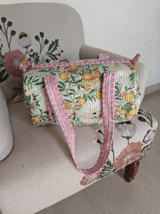 Bohemian Fruit Pattern Duffle <b>Bag</b> Soft Handles Zipper Closure Large Capacity <b>Travel</b> <b>Bag</b> Female Textile Material - Product Image 4