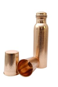 ชุดขวดน้ำทองแดงแบบพกพา พร้อมดีไซน์ลายตอก สำหรับใช้ในบ้าน - Product Image 2