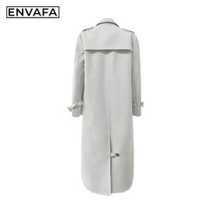 Custom Windbreaker Jackets Women's Spring New High-end Atmosphere and Thin Mid-<b>length</b> Over-the-knee <b>Coat</b> - Product Image 2