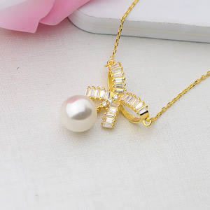 Collier en argent S925 avec motif de nœud, plateau creux en perle, collier tendance pour femmes, pendentifs fins, accessoires de bijoux DIY 330 - Product Image 3