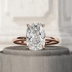 Anillo de Compromiso Solitario con Diamante Cultivado en Laboratorio de 3ct, Corte Alargado, Claridad VS, Color EF, en Oro de 18K con Baño de Rodio para Mujer - Product Image 4