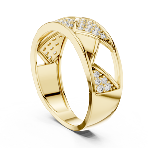 THE ROYAL TRIAD LAB GROWN ROUND CUT DIAMOND <b>RING</b> SET IN 18KT YELLOW GOLD <b>FOR</b> WEDDING ENGAGEMENT GIFTING DAILY OFFICE USE <b>FOR</b> <b>MEN</b> - Product Image 3