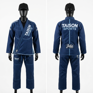 Traje de BJJ de Algodón con Tejido Perla de 160 GSM para Bebés y Niños Pequeños, Transpirable, de Secado Rápido, Ligero, Unisex, Azul Marino, Bordado Personalizado - Product Image 1