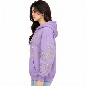 Sudadera con Capucha de Manga Larga Suave y Casual con Pedrería para Mujer, Nueva Sudadera con Capucha Brillante con Cristales para Mujer - Product Image 3