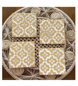 Posavasos con incrustaciones de hueso y soporte, diseño floral azul y blanco, rectangular - Product Image 5