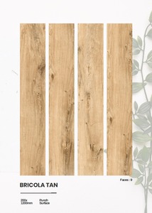 Briquete de Porcelana con Aspecto de Madera Color Tan de 200x1200mm, con Superficie Antideslizante - Product Image 1